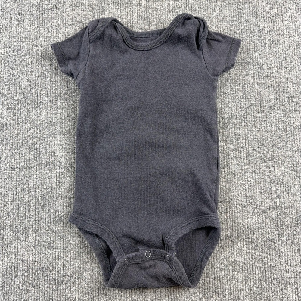 Carter's Romper Boys 3-6 Months Gray Solid Short Sleeve One Piece Bodysuit